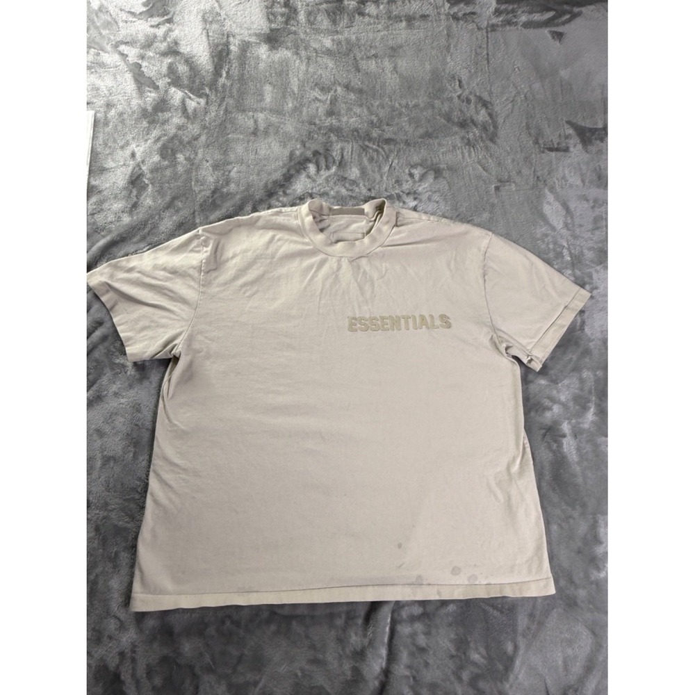 Fear Of God Essentials Applique Logo T Shirt Mens XL Beige Tan Streetwear
